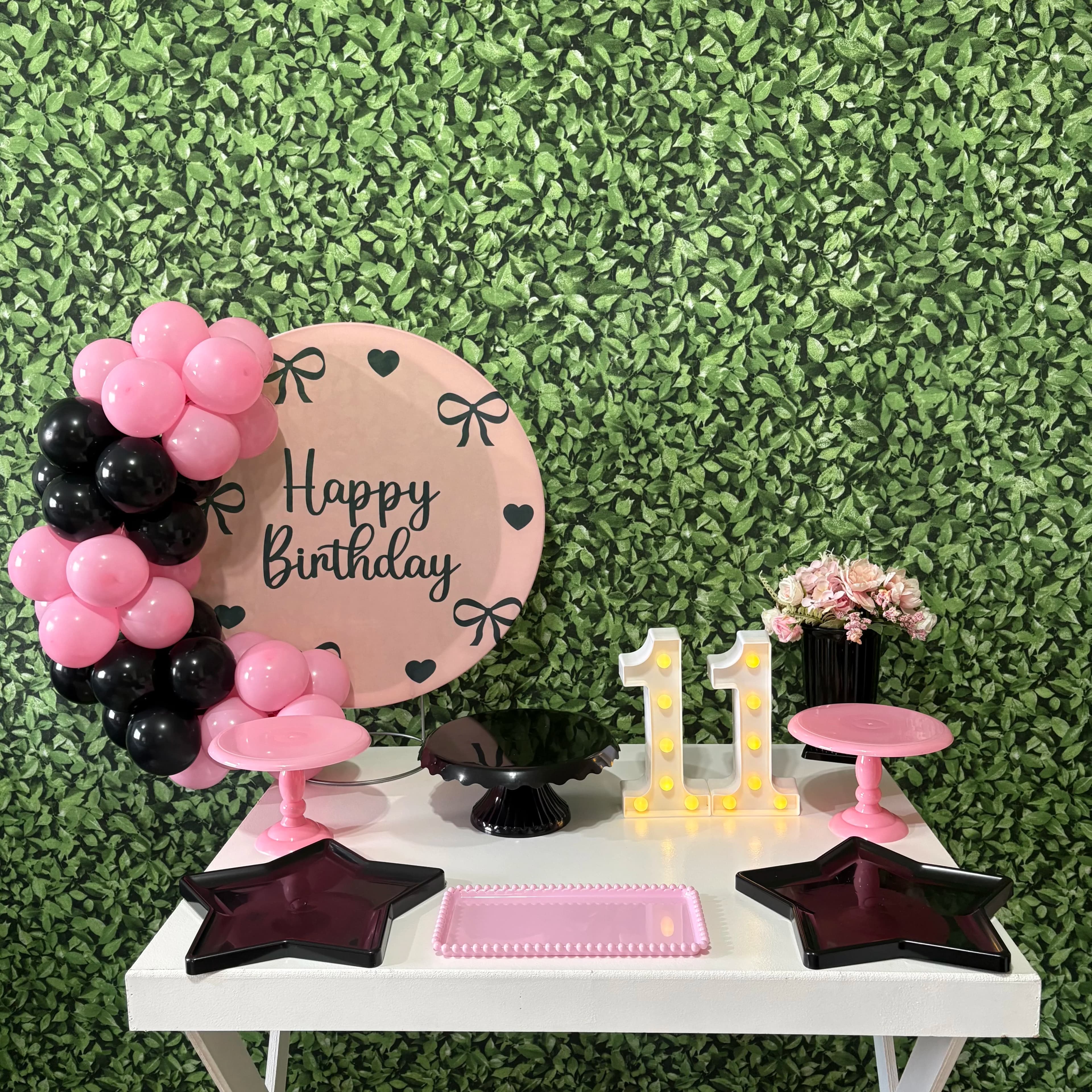 Kit Mesa - Happy Birthday - Rosa e Preto