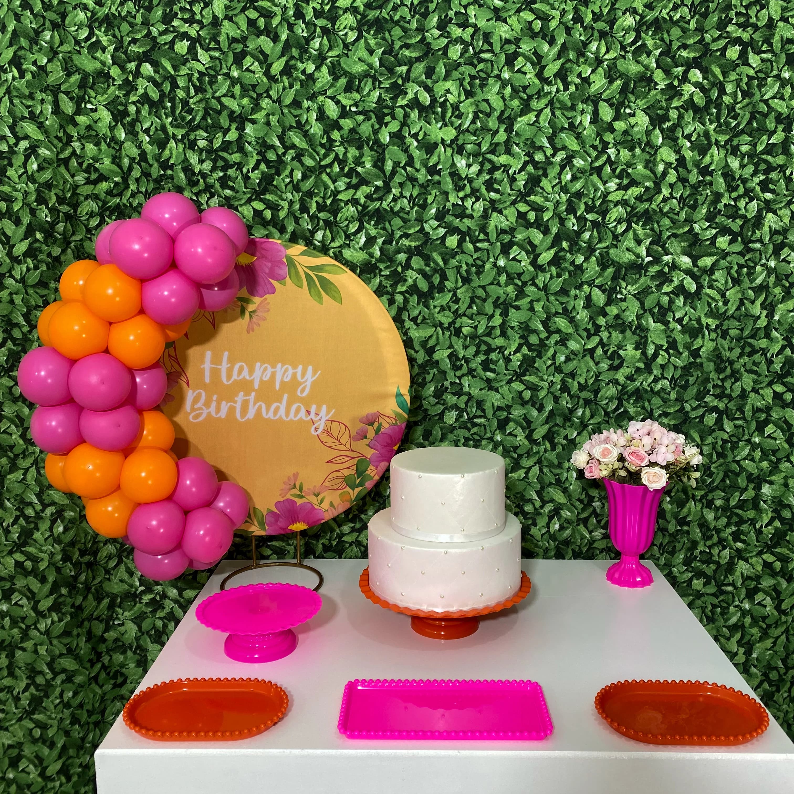 Kit Mesa - Happy Birthday Laranja e Pink