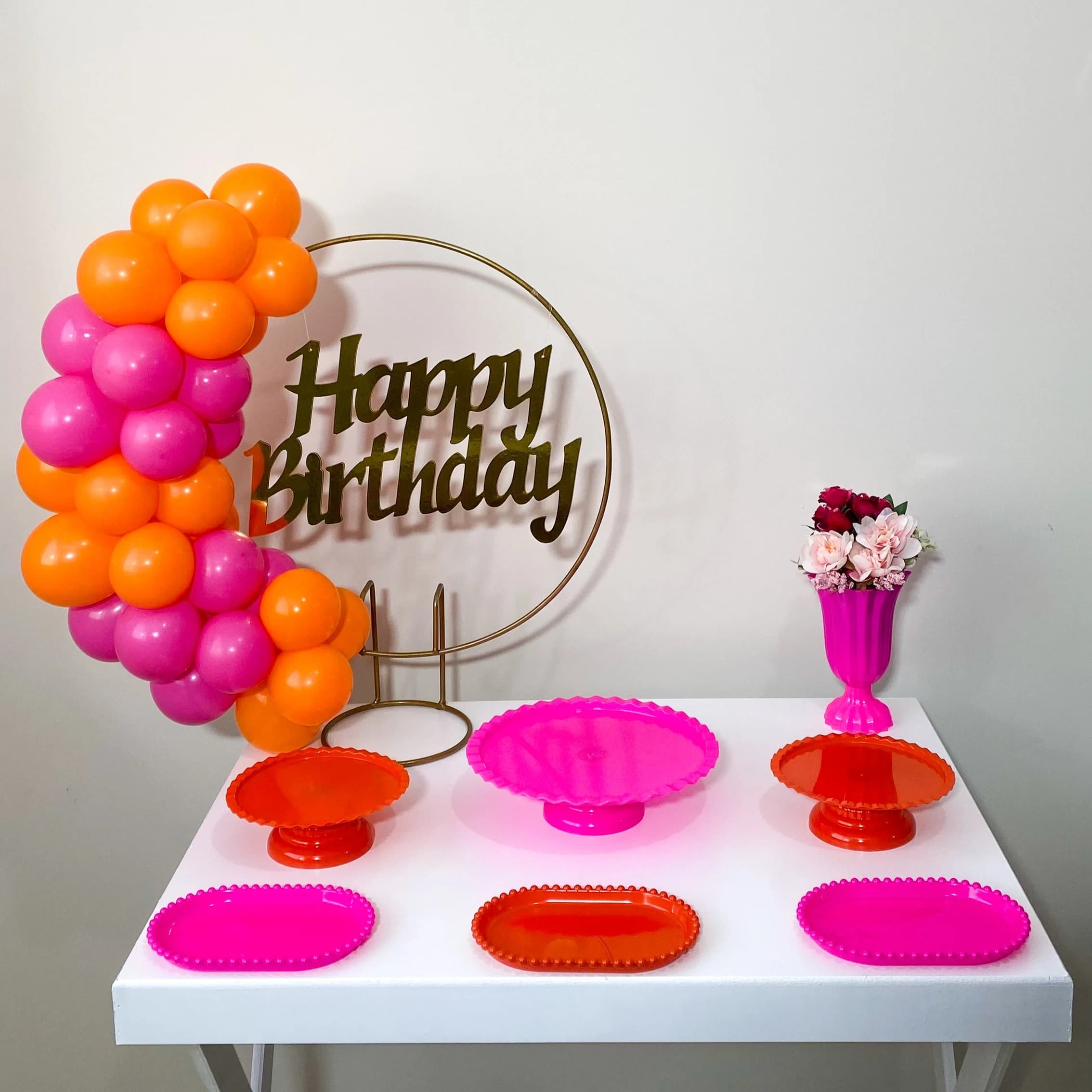 Kit Mesa - Happy Birthday Pink e Laranja