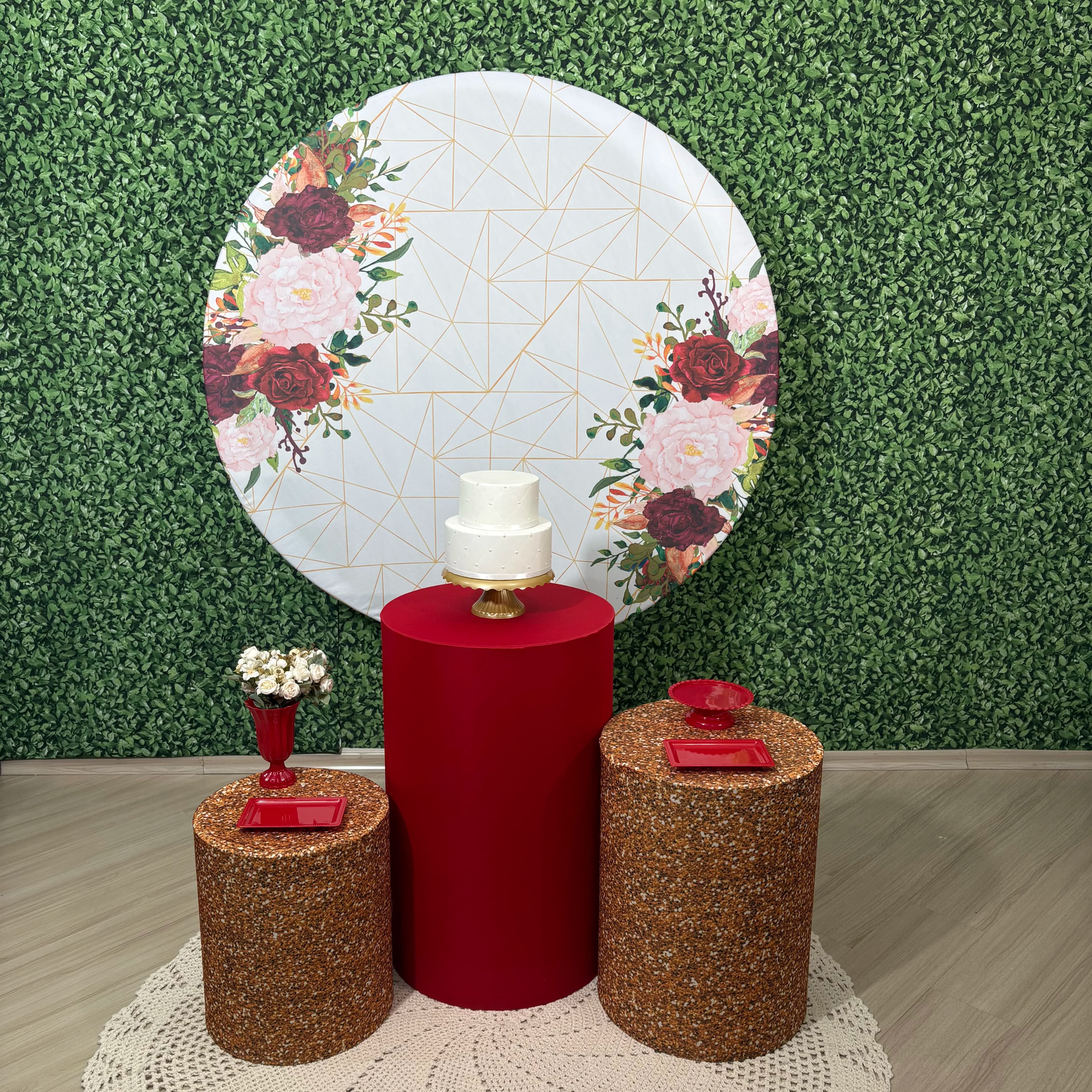 Kit Floral Vermelho e Dourado